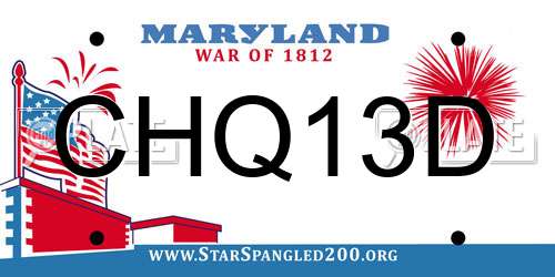 CHQ13D Maryland License Plate