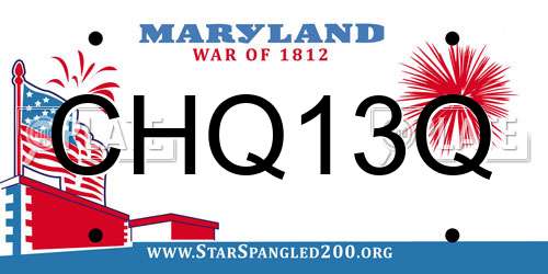 CHQ13Q Maryland License Plate