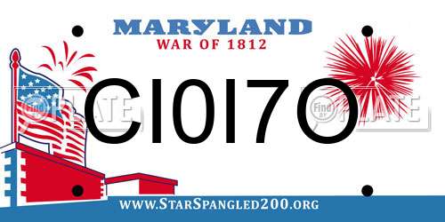 CI0I7O Maryland License Plate