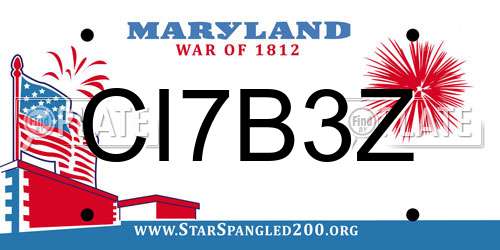 CI7B3Z Maryland License Plate