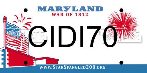 CIDI70 Maryland License Plate