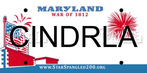CINDRLA Maryland License Plate