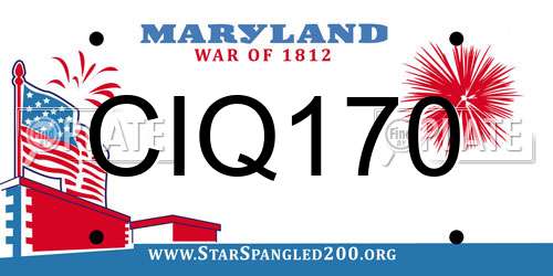 CIQ170 Maryland License Plate