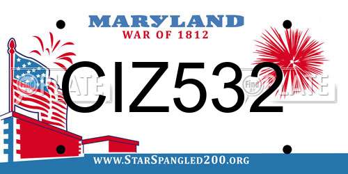CIZ532 Maryland License Plate