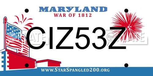 CIZ53Z Maryland License Plate