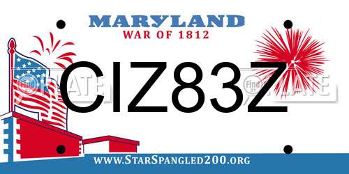 CIZ83Z Maryland License Plate