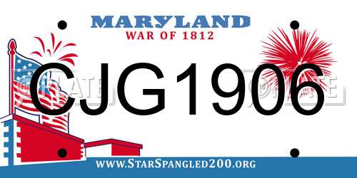 CJG1906 Maryland License Plate