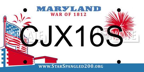 CJX16S Maryland License Plate