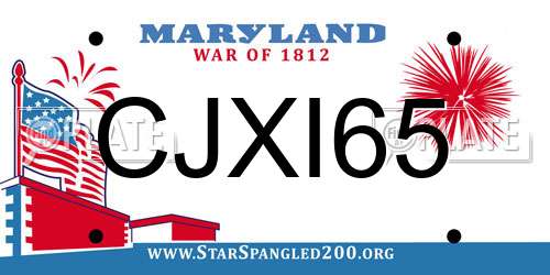 CJXI65 Maryland License Plate