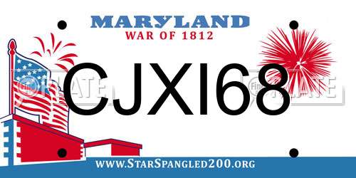 CJXI68 Maryland License Plate