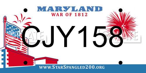 CJY158 Maryland License Plate