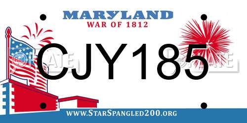 CJY185 Maryland License Plate