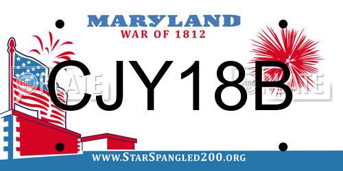CJY18B Maryland License Plate