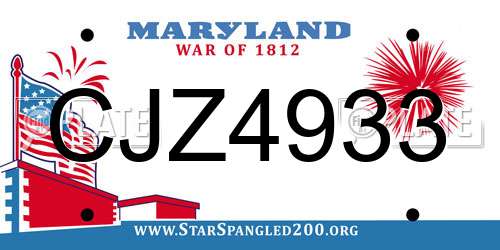 CJZ4933 Maryland License Plate