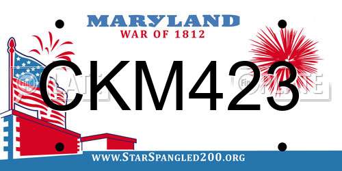 CKM423 Maryland License Plate