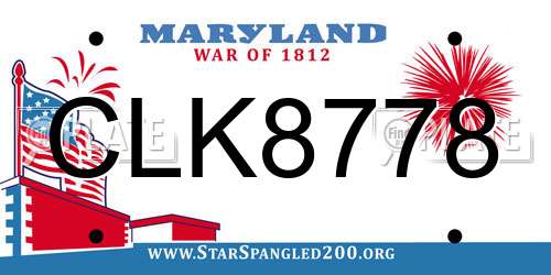 CLK8778 Maryland License Plate