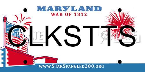 CLKSTTS Maryland License Plate