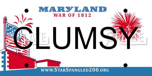 CLUMSY Maryland License Plate