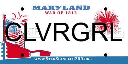 CLVRGRL Maryland License Plate