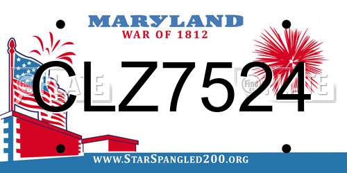CLZ7524 Maryland License Plate