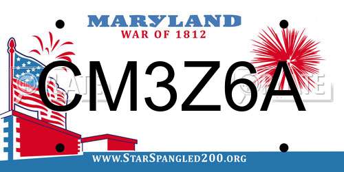 CM3Z6A Maryland License Plate