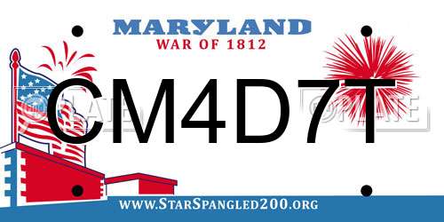 CM4D7T Maryland License Plate