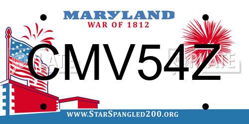 CMV54Z Maryland License Plate