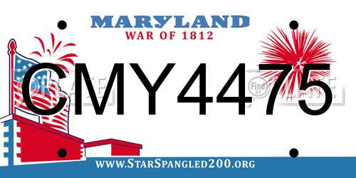 CMY4475 Maryland License Plate