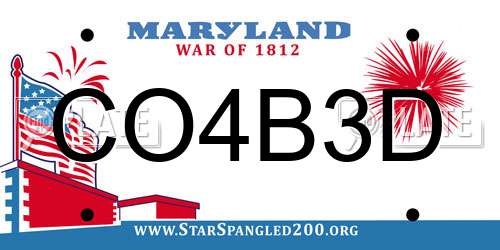 CO4B3D Maryland License Plate