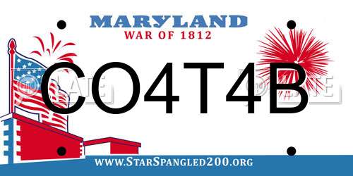 CO4T4B Maryland License Plate