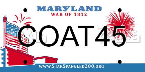 COAT45 Maryland License Plate