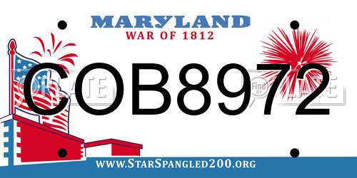 COB8972 Maryland License Plate