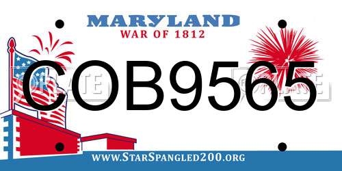 COB9565 Maryland License Plate