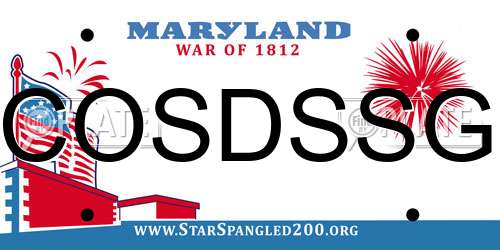 COSDSSG Maryland License Plate