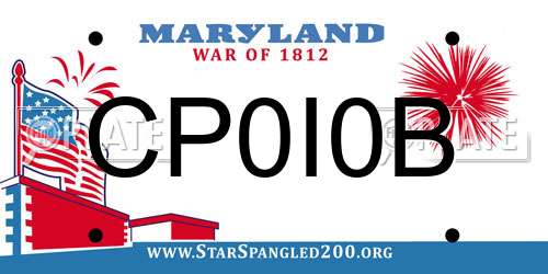 CP0I0B Maryland License Plate