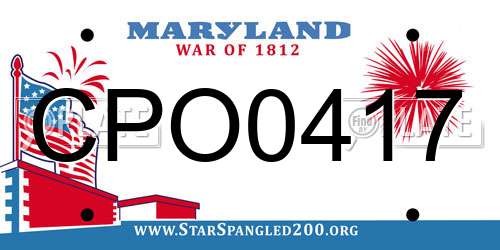 CPO0417 Maryland License Plate