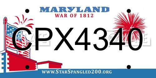 CPX4340 Maryland License Plate