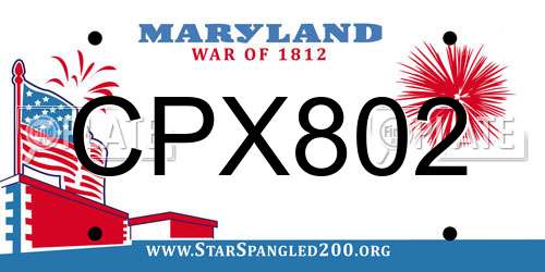 CPX802 Maryland License Plate