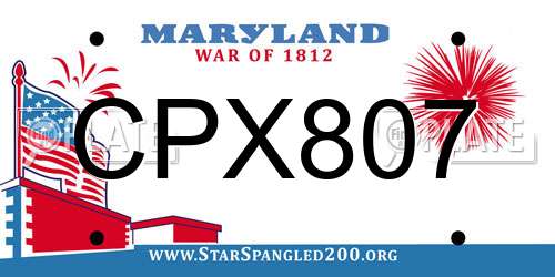 CPX807 Maryland License Plate