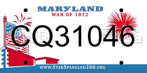CQ31046 Maryland License Plate