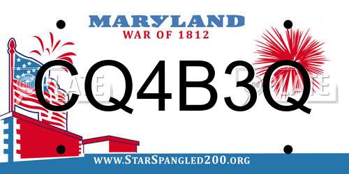 CQ4B3Q Maryland License Plate