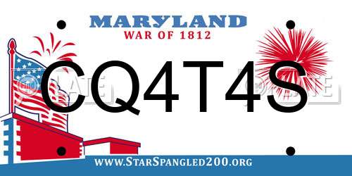 CQ4T4S Maryland License Plate
