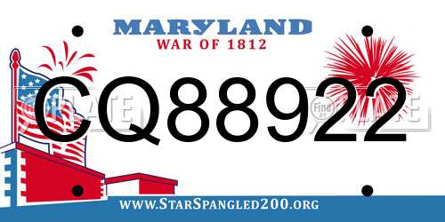 CQ88922 Maryland License Plate