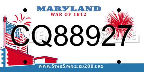 CQ88927 Maryland License Plate