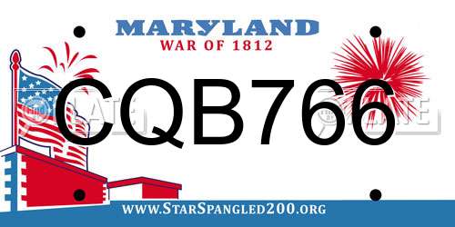 CQB766 Maryland License Plate