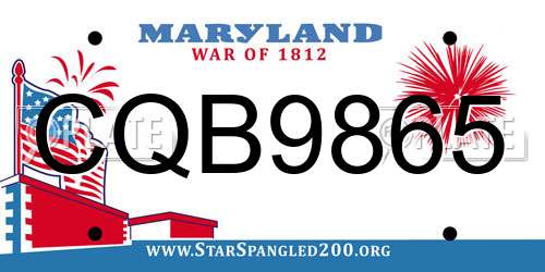 CQB9865 Maryland License Plate