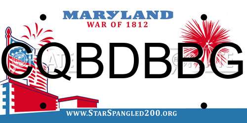CQBDBBG Maryland License Plate