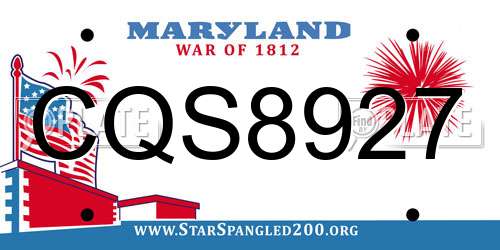 CQS8927 Maryland License Plate