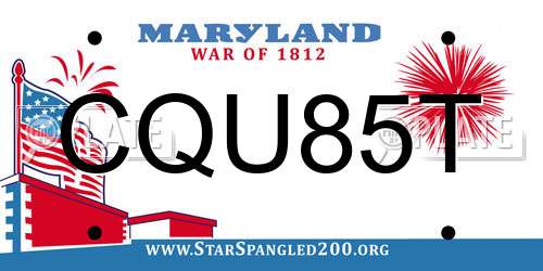 CQU85T Maryland License Plate