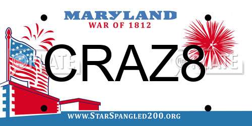 CRAZ8 Maryland License Plate